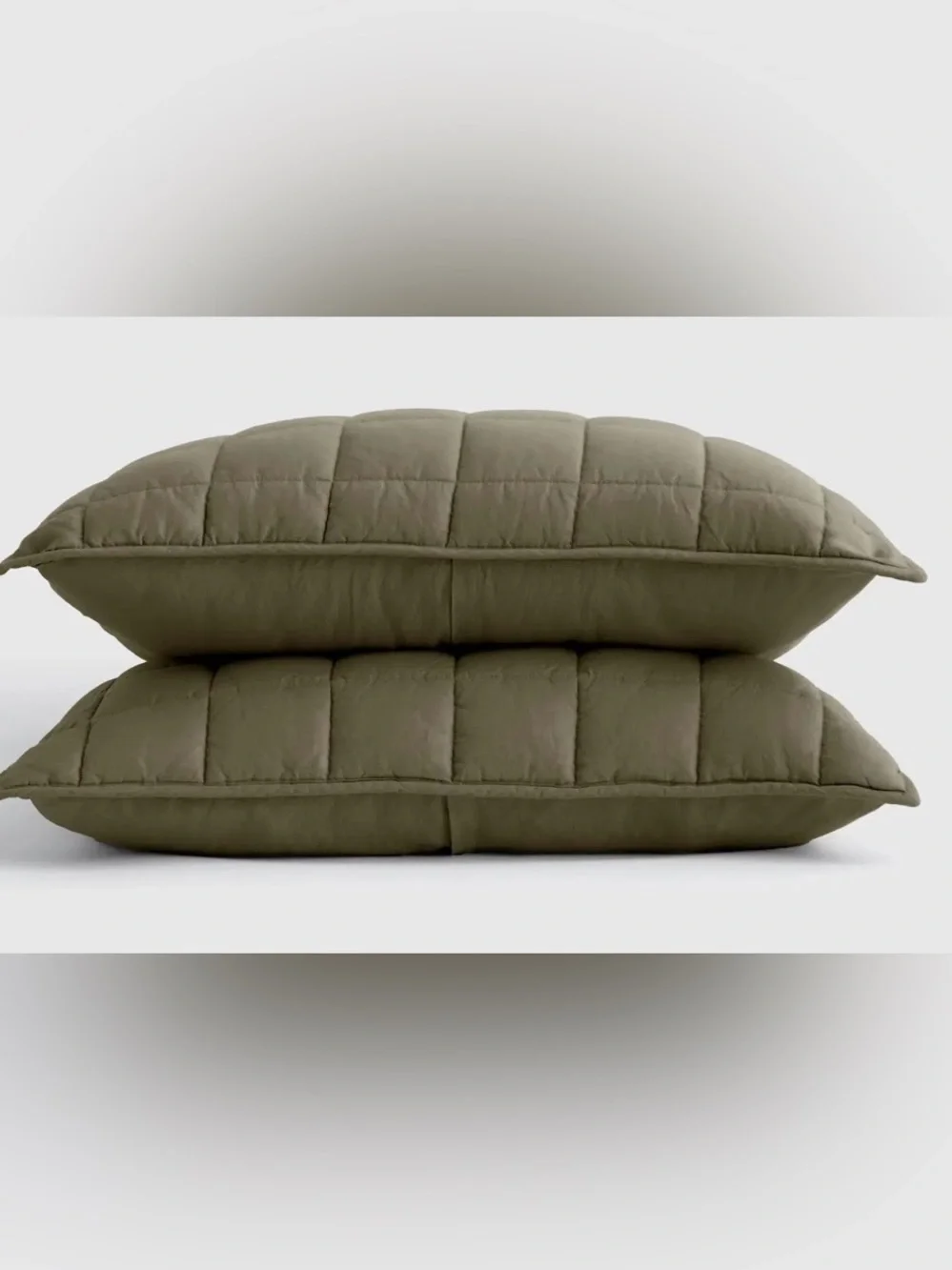 NWOT Quince European Linen Box Quilted Sham Set, King (Olive)